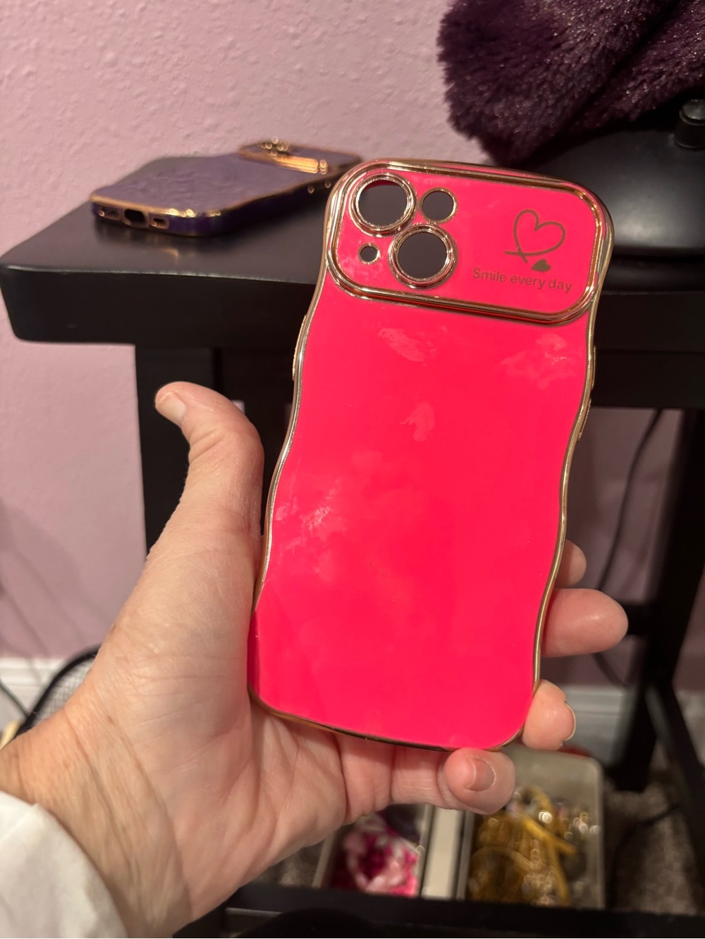 Pink & Gold-Tone Phone Case